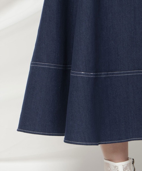 WILLSELECTION(ウィルセレクション)の「ベルトデザインフレアスカート/Belt-Design Flared Skirt(デニムスカート・レディース・ブラック/ネイビー・FREE)」の9枚目の写真
