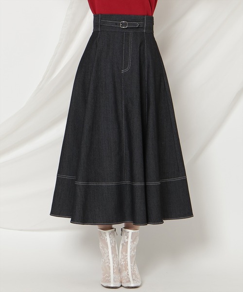 WILLSELECTION(ウィルセレクション)の「ベルトデザインフレアスカート/Belt-Design Flared Skirt(デニムスカート・レディース・ブラック/ネイビー・FREE)」の11枚目の写真