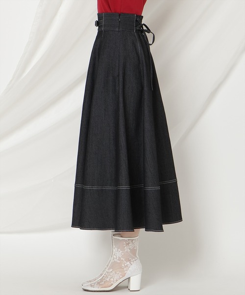 WILLSELECTION(ウィルセレクション)の「ベルトデザインフレアスカート/Belt-Design Flared Skirt(デニムスカート・レディース・ブラック/ネイビー・FREE)」の12枚目の写真