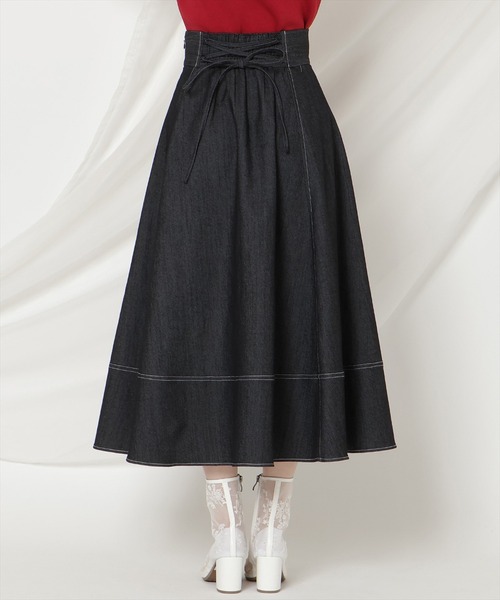 WILLSELECTION(ウィルセレクション)の「ベルトデザインフレアスカート/Belt-Design Flared Skirt(デニムスカート・レディース・ブラック/ネイビー・FREE)」の13枚目の写真