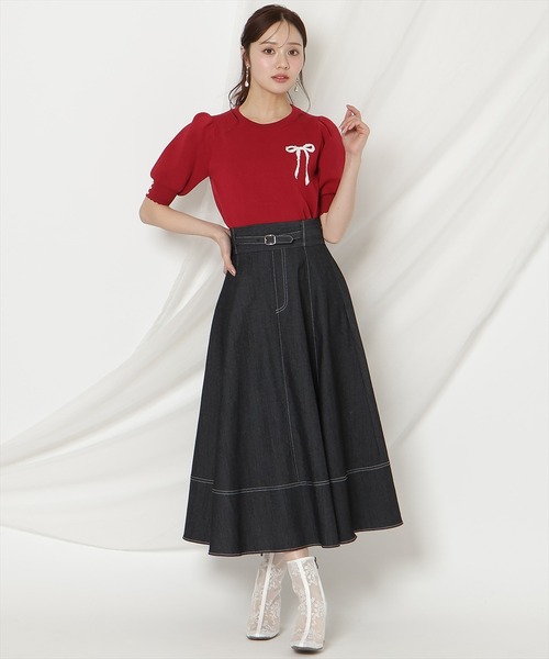 WILLSELECTION(ウィルセレクション)の「ベルトデザインフレアスカート/Belt-Design Flared Skirt(デニムスカート・レディース・ブラック/ネイビー・FREE)」の10枚目の写真