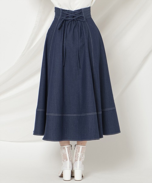 WILLSELECTION(ウィルセレクション)の「ベルトデザインフレアスカート/Belt-Design Flared Skirt(デニムスカート・レディース・ブラック/ネイビー・FREE)」の6枚目の写真
