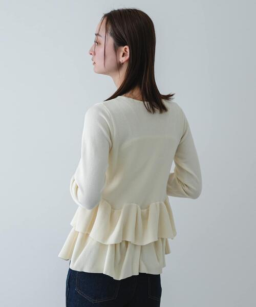 SENSE OF PLACE by URBAN RESEARCH(センスオブプレイスバイアーバンリサーチ)の「『洗濯可』ウェーブペプラムニットカーディガン(カーディガン/ボレロ・レディース・アイボリー/ブラック/ライトブルー・ONE)」の17枚目の写真