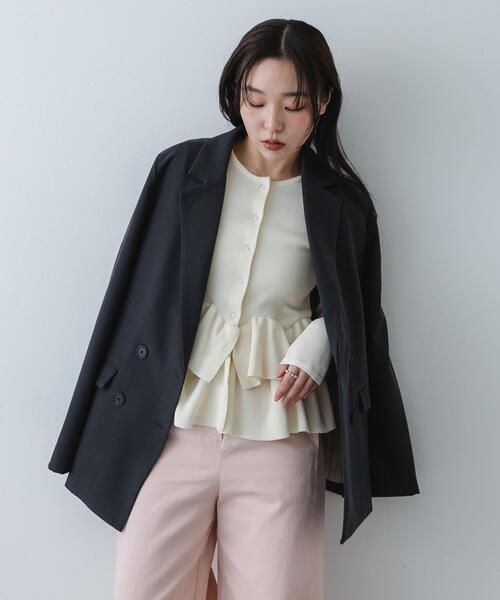 SENSE OF PLACE by URBAN RESEARCH(センスオブプレイスバイアーバンリサーチ)の「『洗濯可』ウェーブペプラムニットカーディガン(カーディガン/ボレロ・レディース・アイボリー/ブラック/ライトブルー・ONE)」の21枚目の写真