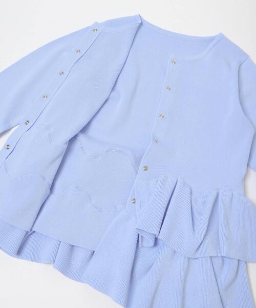 SENSE OF PLACE by URBAN RESEARCH(センスオブプレイスバイアーバンリサーチ)の「『洗濯可』ウェーブペプラムニットカーディガン(カーディガン/ボレロ・レディース・アイボリー/ブラック/ライトブルー・ONE)」の4枚目の写真