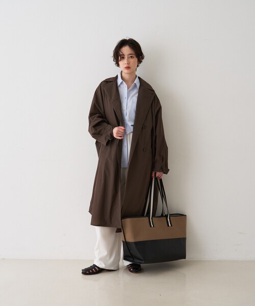 Rouge vif(ルージュヴィフ)の「【CHIMERE/シメール】キャンバス×合皮ワイドビックトート(トートバッグ・レディース・モカ/ホワイト・フリー)」の17枚目の写真