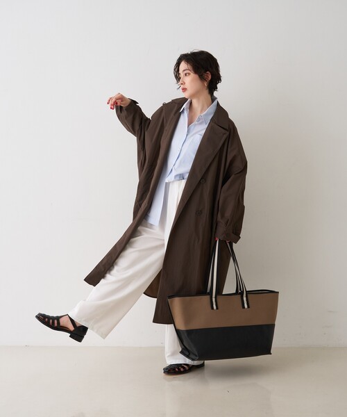 Rouge vif(ルージュヴィフ)の「【CHIMERE/シメール】キャンバス×合皮ワイドビックトート(トートバッグ・レディース・モカ/ホワイト・フリー)」の18枚目の写真