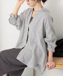 RIVE DROITE | 【女性らしい抜け感】リネン混ストライプシャツ(シャツ/ブラウス)