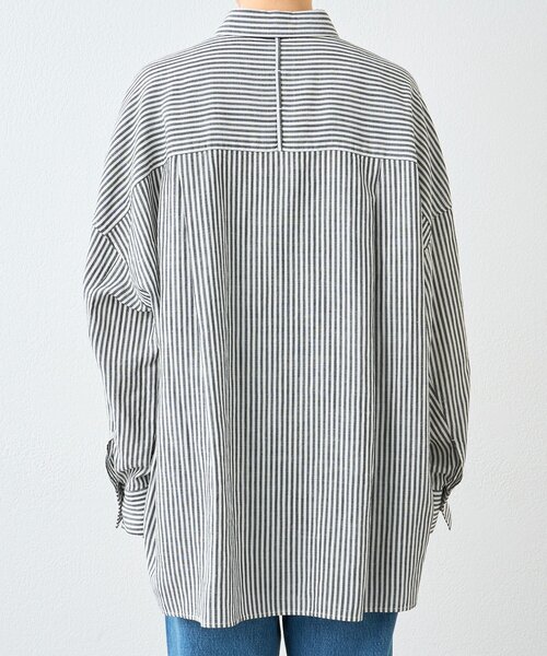 RIVE DROITE（リヴドロワ）の「【女性らしい抜け感】リネン混ストライプシャツ（シャツ/ブラウス・レディース・ブラック/ライトベージュ・FREE）」の6枚目の写真