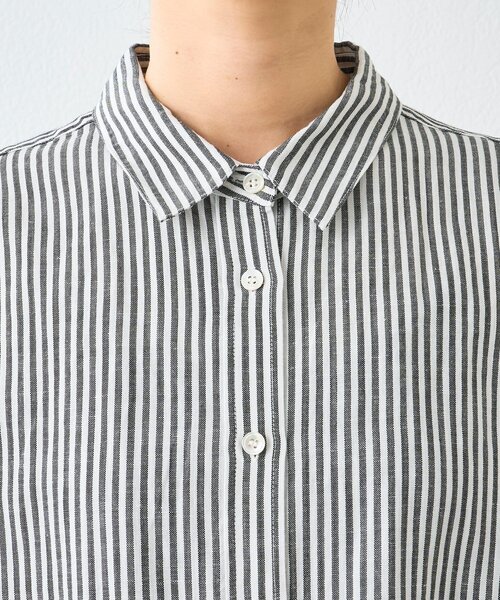 RIVE DROITE（リヴドロワ）の「【女性らしい抜け感】リネン混ストライプシャツ（シャツ/ブラウス・レディース・ブラック/ライトベージュ・FREE）」の5枚目の写真