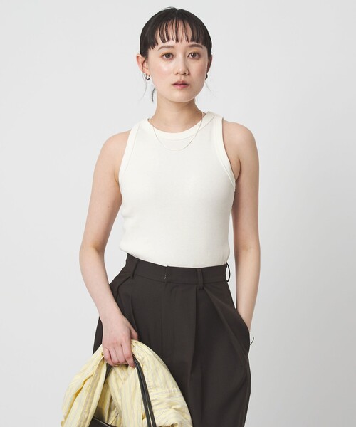 green label relaxing（グリーンレーベルリラクシング）の「アメリカン スリーブ タンクトップ 抗菌（タンクトップ・レディース・ダークブラウン/ベージュ/ブラック/オフホワイト・FREE）」の2枚目の写真