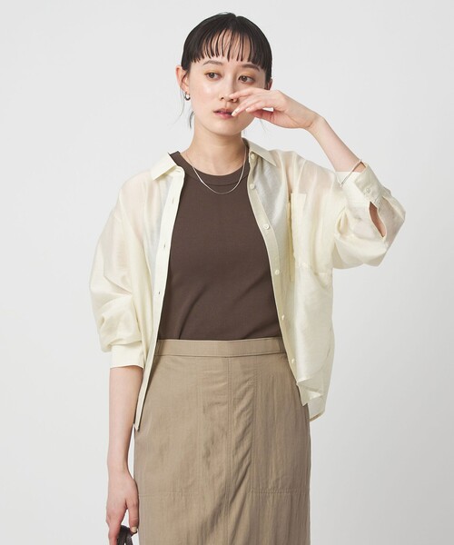 green label relaxing（グリーンレーベルリラクシング）の「アメリカン スリーブ タンクトップ 抗菌（タンクトップ・レディース・ダークブラウン/ベージュ/ブラック/オフホワイト・FREE）」の6枚目の写真