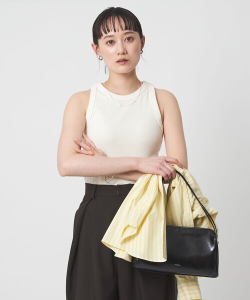 green label relaxing（グリーンレーベルリラクシング）の「アメリカン スリーブ タンクトップ 抗菌（タンクトップ・レディース・ダークブラウン/ベージュ/ブラック/オフホワイト・FREE）」の9枚目の写真