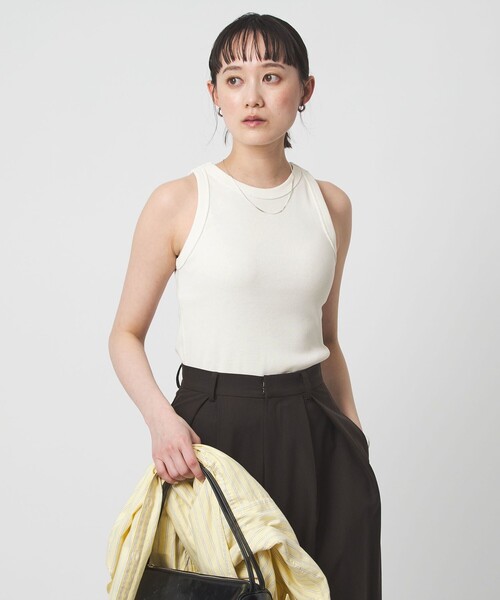 green label relaxing（グリーンレーベルリラクシング）の「アメリカン スリーブ タンクトップ 抗菌（タンクトップ・レディース・ダークブラウン/ベージュ/ブラック/オフホワイト・FREE）」の10枚目の写真