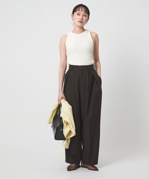 green label relaxing（グリーンレーベルリラクシング）の「アメリカン スリーブ タンクトップ 抗菌（タンクトップ・レディース・ダークブラウン/ベージュ/ブラック/オフホワイト・FREE）」の11枚目の写真