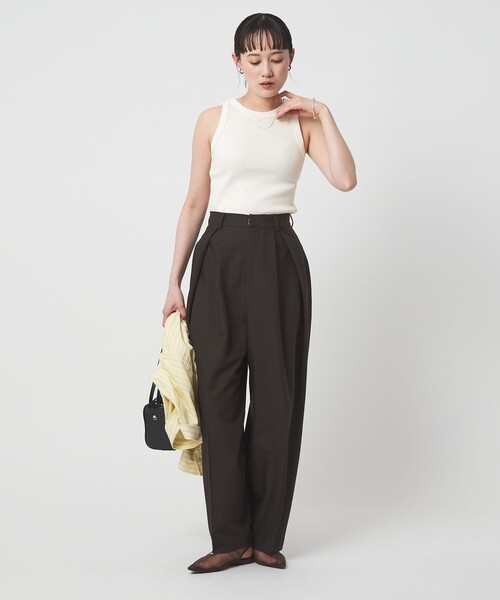 green label relaxing（グリーンレーベルリラクシング）の「アメリカン スリーブ タンクトップ 抗菌（タンクトップ・レディース・ダークブラウン/ベージュ/ブラック/オフホワイト・FREE）」の13枚目の写真