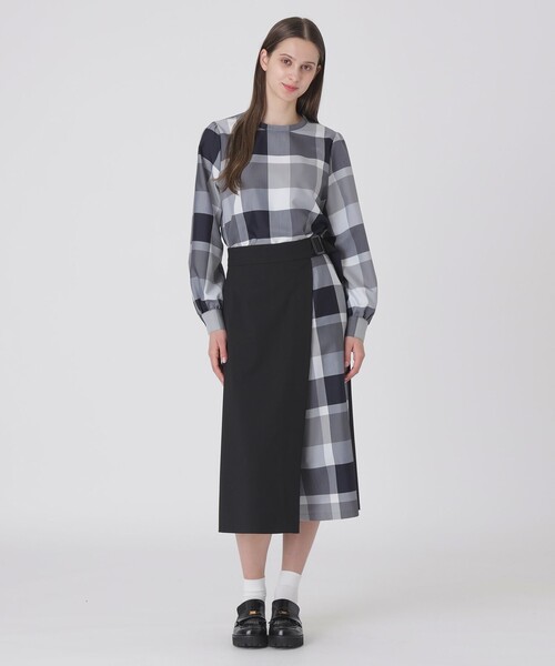 BLUE LABEL CRESTBRIDGE（ブルーレーベルクレストブリッジ）の「【一部店舗限定】パーシャルチェックガウチョパンツ（その他パンツ・レディース・ダークネイビー/ブラック・40/38/36）」の3枚目の写真