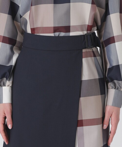 BLUE LABEL CRESTBRIDGE（ブルーレーベルクレストブリッジ）の「【一部店舗限定】パーシャルチェックガウチョパンツ（その他パンツ・レディース・ダークネイビー/ブラック・40/38/36）」の13枚目の写真