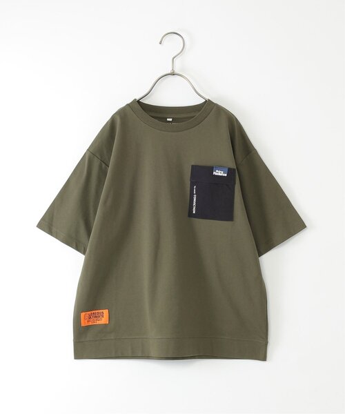 ikka(イッカ)の「【接触冷感】異素材ポケ付きTシャツ(120~160cm)(Tシャツ/カットソー・キッズ・ブラック/オリーブ/オフホワイト・120/130/140/150/160)」の3枚目の写真