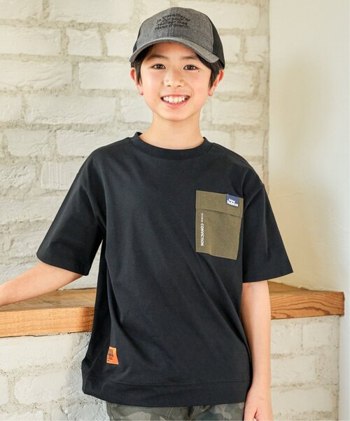 ikka(イッカ)の「【接触冷感】異素材ポケ付きTシャツ(120~160cm)(Tシャツ/カットソー・キッズ・ブラック/オリーブ/オフホワイト・120/130/140/150/160)」の4枚目の写真