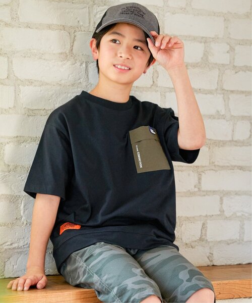 ikka(イッカ)の「【接触冷感】異素材ポケ付きTシャツ(120~160cm)(Tシャツ/カットソー・キッズ・ブラック/オリーブ/オフホワイト・120/130/140/150/160)」の5枚目の写真