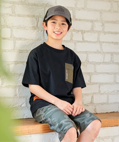 ikka(イッカ)の「【接触冷感】異素材ポケ付きTシャツ(120~160cm)(Tシャツ/カットソー・キッズ・ブラック/オリーブ/オフホワイト・120/130/140/150/160)」の6枚目の写真