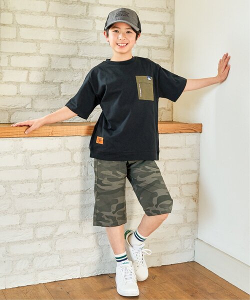 ikka(イッカ)の「【接触冷感】異素材ポケ付きTシャツ(120~160cm)(Tシャツ/カットソー・キッズ・ブラック/オリーブ/オフホワイト・120/130/140/150/160)」の9枚目の写真