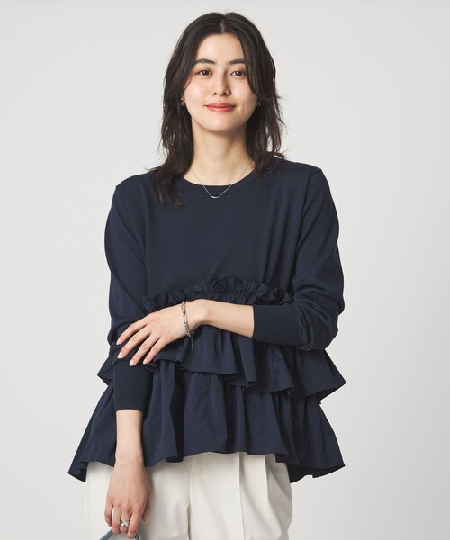 green label relaxing(グリーンレーベルリラクシング)の「ティアード ドッキング プルオーバー ニット 3(ニット/セーター・レディース・ブラック/ブラウン/ネイビー・FREE)」の11枚目の写真