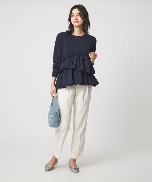 green label relaxing(グリーンレーベルリラクシング)の「ティアード ドッキング プルオーバー ニット 3(ニット/セーター・レディース・ブラック/ブラウン/ネイビー・FREE)」の9枚目の写真