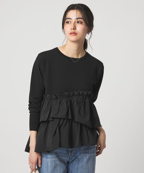 green label relaxing(グリーンレーベルリラクシング)の「ティアード ドッキング プルオーバー ニット 3(ニット/セーター・レディース・ブラック/ブラウン/ネイビー・FREE)」の6枚目の写真