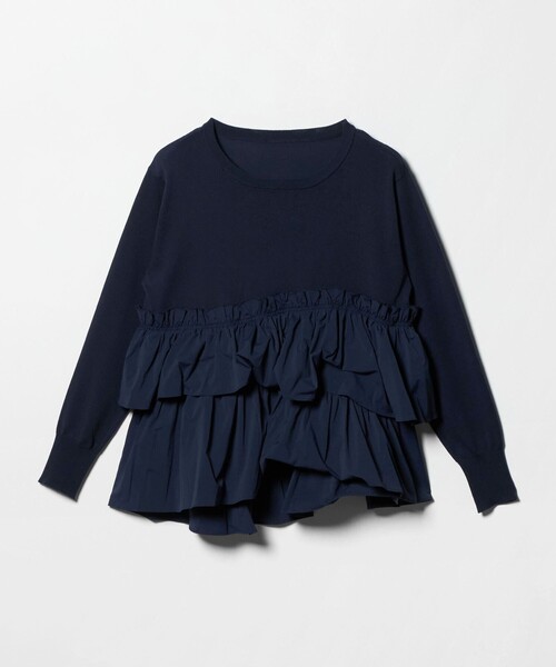 green label relaxing(グリーンレーベルリラクシング)の「ティアード ドッキング プルオーバー ニット 3(ニット/セーター・レディース・ブラック/ブラウン/ネイビー・FREE)」の4枚目の写真