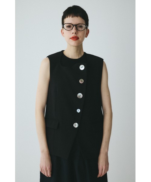 HeRIN.CYE(ヘリンドットサイ)の「Wave neck vest ウェーブネックベスト(ベスト・レディース・ブルー/オフホワイト/ブラック・FREE)」の3枚目の写真
