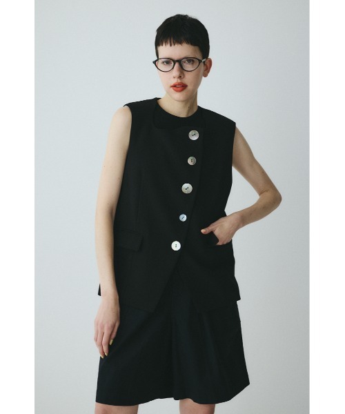 HeRIN.CYE(ヘリンドットサイ)の「Wave neck vest ウェーブネックベスト(ベスト・レディース・ブルー/オフホワイト/ブラック・FREE)」の7枚目の写真