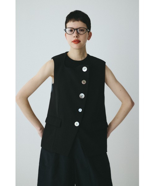 HeRIN.CYE(ヘリンドットサイ)の「Wave neck vest ウェーブネックベスト(ベスト・レディース・ブルー/オフホワイト/ブラック・FREE)」の8枚目の写真