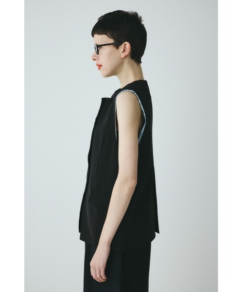 HeRIN.CYE(ヘリンドットサイ)の「Wave neck vest ウェーブネックベスト(ベスト・レディース・ブルー/オフホワイト/ブラック・FREE)」の9枚目の写真