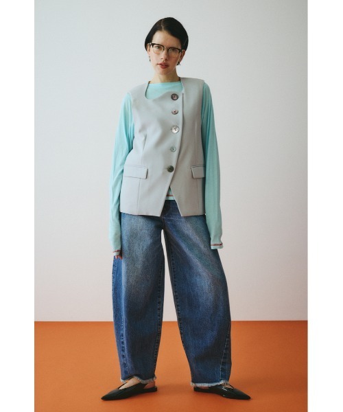 HeRIN.CYE(ヘリンドットサイ)の「Wave neck vest ウェーブネックベスト(ベスト・レディース・ブルー/オフホワイト/ブラック・FREE)」の18枚目の写真