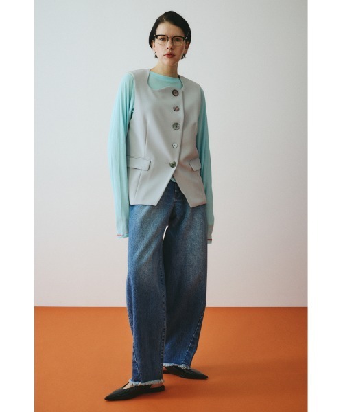 HeRIN.CYE(ヘリンドットサイ)の「Wave neck vest ウェーブネックベスト(ベスト・レディース・ブルー/オフホワイト/ブラック・FREE)」の19枚目の写真