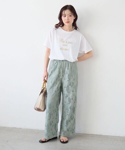 le.coeur blanc(ルクールブラン)の「ハクフレーズTシャツ(Tシャツ/カットソー・レディース・オフホワイト/ネイビー/モカ・38)」の8枚目の写真