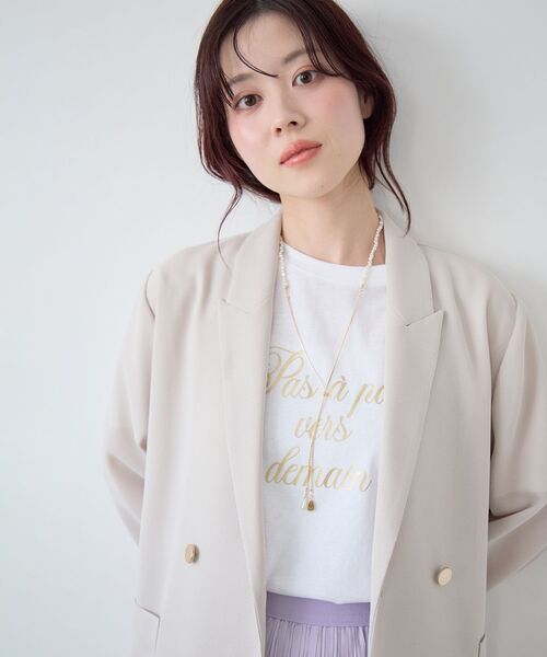 le.coeur blanc(ルクールブラン)の「ハクフレーズTシャツ(Tシャツ/カットソー・レディース・オフホワイト/ネイビー/モカ・38)」の12枚目の写真