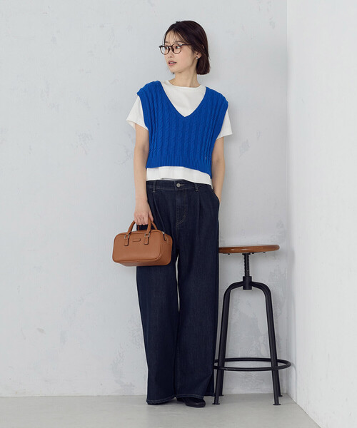 COMME CA ISM(コムサイズム)の「ボックスシルエット クロップド丈Tシャツ(Tシャツ/カットソー・レディース・チャコール/ブラック/サックスブルー/ホワイト・X-LARGE/LARGE/MEDIUM/SMALL)」の21枚目の写真