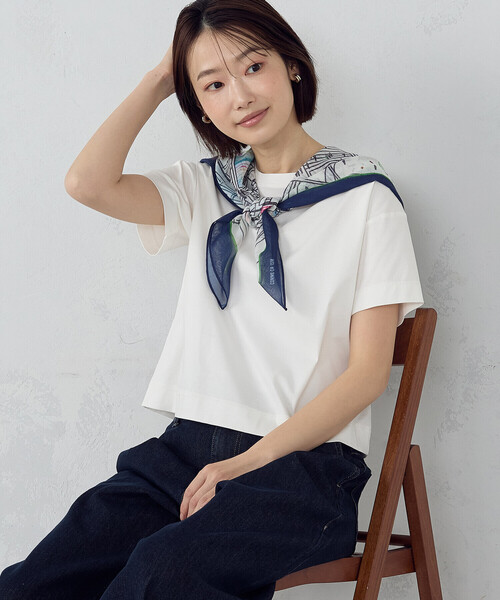 COMME CA ISM(コムサイズム)の「ボックスシルエット クロップド丈Tシャツ(Tシャツ/カットソー・レディース・チャコール/ブラック/サックスブルー/ホワイト・X-LARGE/LARGE/MEDIUM/SMALL)」の19枚目の写真