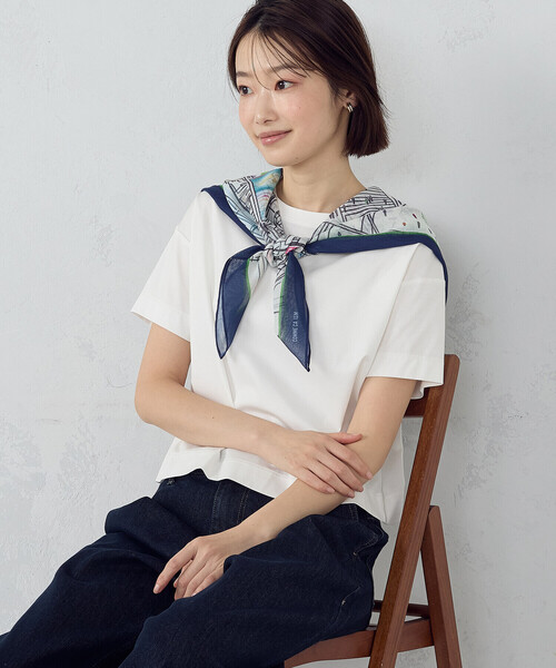 COMME CA ISM(コムサイズム)の「ボックスシルエット クロップド丈Tシャツ(Tシャツ/カットソー・レディース・チャコール/ブラック/サックスブルー/ホワイト・X-LARGE/LARGE/MEDIUM/SMALL)」の18枚目の写真