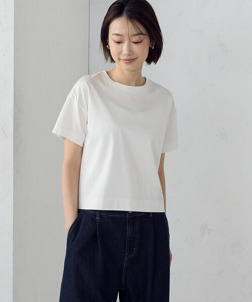 COMME CA ISM(コムサイズム)の「ボックスシルエット クロップド丈Tシャツ(Tシャツ/カットソー・レディース・チャコール/ブラック/サックスブルー/ホワイト・X-LARGE/LARGE/MEDIUM/SMALL)」の16枚目の写真