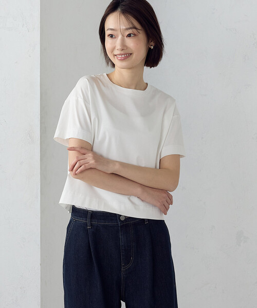 COMME CA ISM(コムサイズム)の「ボックスシルエット クロップド丈Tシャツ(Tシャツ/カットソー・レディース・チャコール/ブラック/サックスブルー/ホワイト・X-LARGE/LARGE/MEDIUM/SMALL)」の15枚目の写真