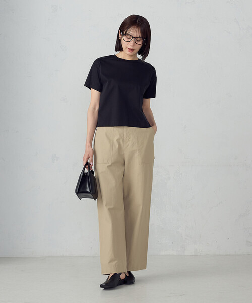 COMME CA ISM(コムサイズム)の「ボックスシルエット クロップド丈Tシャツ(Tシャツ/カットソー・レディース・チャコール/ブラック/サックスブルー/ホワイト・X-LARGE/LARGE/MEDIUM/SMALL)」の11枚目の写真