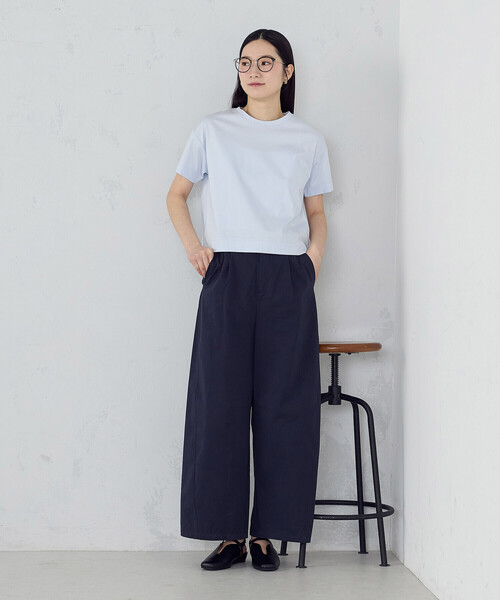 COMME CA ISM(コムサイズム)の「ボックスシルエット クロップド丈Tシャツ(Tシャツ/カットソー・レディース・チャコール/ブラック/サックスブルー/ホワイト・X-LARGE/LARGE/MEDIUM/SMALL)」の5枚目の写真