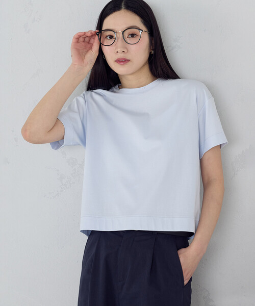 COMME CA ISM(コムサイズム)の「ボックスシルエット クロップド丈Tシャツ(Tシャツ/カットソー・レディース・チャコール/ブラック/サックスブルー/ホワイト/ダークブラウン・X-LARGE/LARGE/MEDIUM/SMALL)」の22枚目の写真