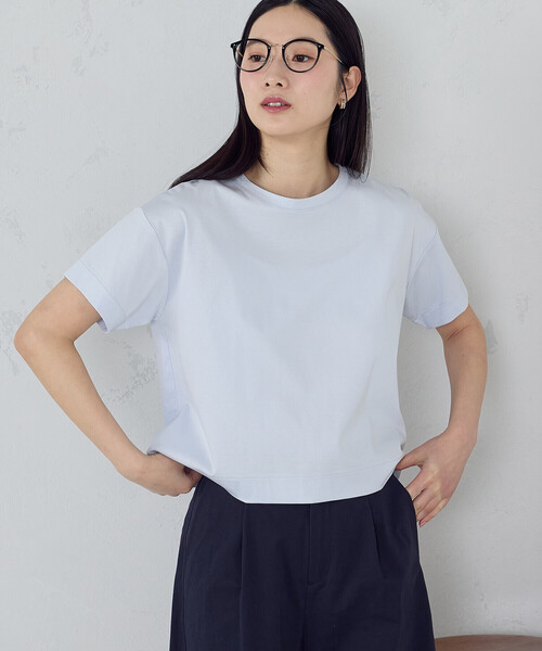 COMME CA ISM(コムサイズム)の「ボックスシルエット クロップド丈Tシャツ(Tシャツ/カットソー・レディース・チャコール/ブラック/サックスブルー/ホワイト/ダークブラウン・X-LARGE/LARGE/MEDIUM/SMALL)」の21枚目の写真