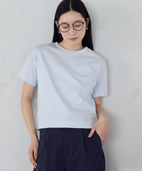 COMME CA ISM(コムサイズム)の「ボックスシルエット クロップド丈Tシャツ(Tシャツ/カットソー・レディース・チャコール/ブラック/サックスブルー/ホワイト/ダークブラウン・X-LARGE/LARGE/MEDIUM/SMALL)」の20枚目の写真