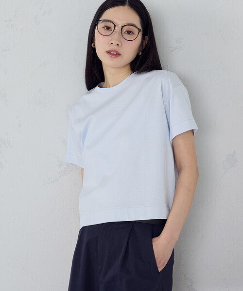 COMME CA ISM(コムサイズム)の「ボックスシルエット クロップド丈Tシャツ(Tシャツ/カットソー・レディース・チャコール/ブラック/サックスブルー/ホワイト/ダークブラウン・X-LARGE/LARGE/MEDIUM/SMALL)」の19枚目の写真